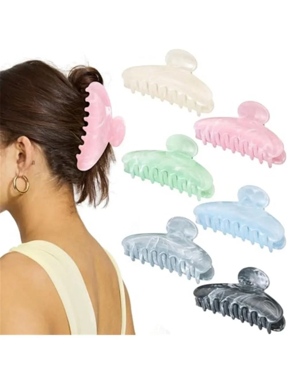Six Pack Hair Claw Clips for Women - Large Non-Slip Claws for Thick Thin Hair,